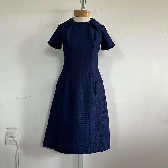 Dresses & Skirts - Vintage Handmade 1960s Navy Blue Dress - Timeless Elegance